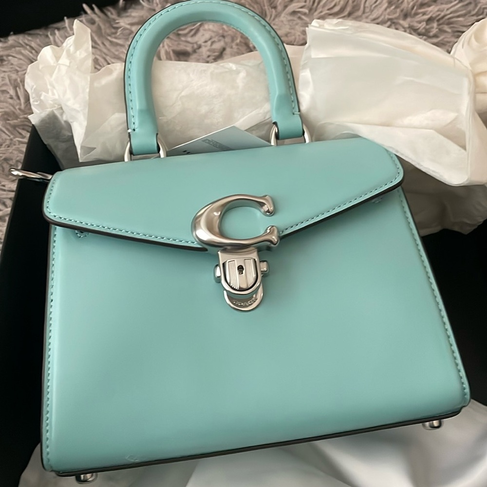 Coach Sammy Top Handle 21 in Faded Blue with Silver Hardware